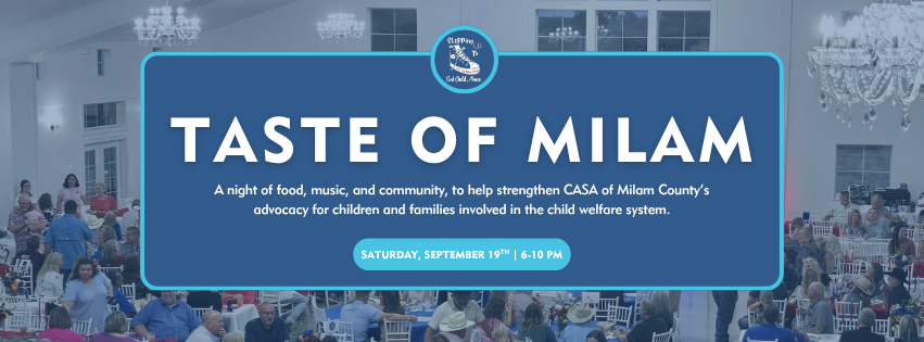 Join us for Taste of Milam 2026, an evening of local food, music, auctions, raffles, and community support for CASA of Milam County.