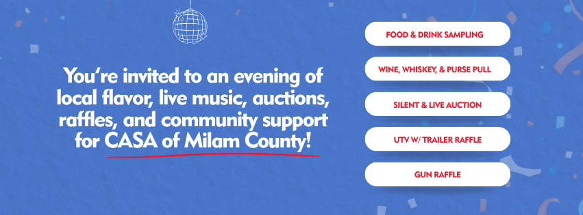 You’re invited to an evening of local flavor, live music, auctions, raffles, and community support for CASA of Milam County!